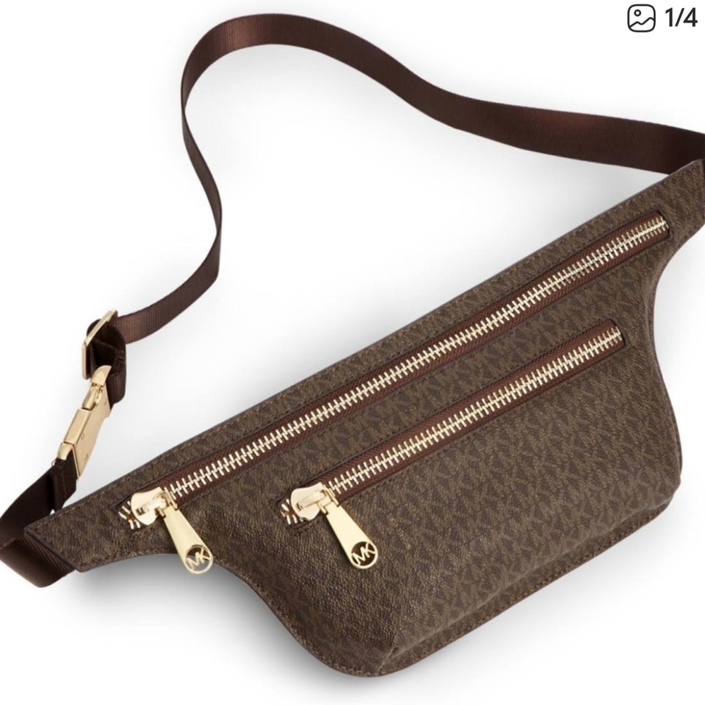 Michael Kors Brown Belt Bag with Gold Accents